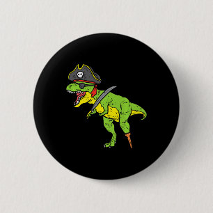 Fun TRex Pirate Dinosaur Dino Niedlich Halloween C Button