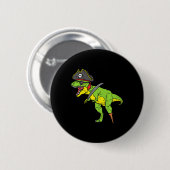 Fun TRex Pirate Dinosaur Dino Niedlich Halloween C Button (Vorne & Hinten)
