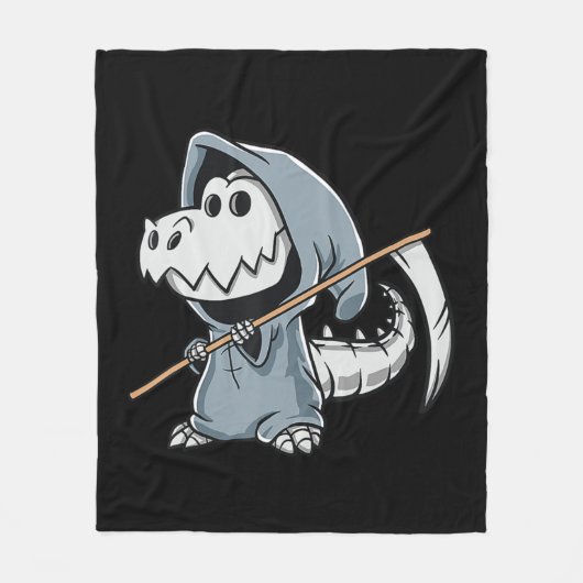 Fun TRex Skeleton Dino Grim Reaper Dinosaur Hallow Fleecedecke (Vorderseite)