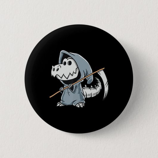 Fun TRex Skeleton Dino Grim Sensenmann Dinosaur Ha Button (Vorderseite)