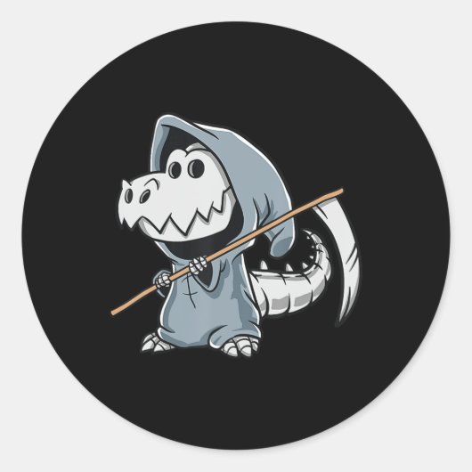 Fun TRex Skeleton Dino Grim Sensenmann Dinosaur Ha Runder Aufkleber (Vorderseite)