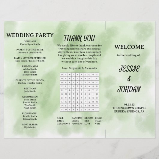 Fun Tri-Fold-Hochzeitsprogramm Flyer (Vorne)