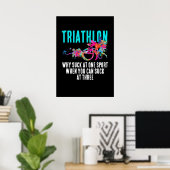 Fun Triathlon Quote Magenta And Turquoise Splashy  Poster (Heimbüro)