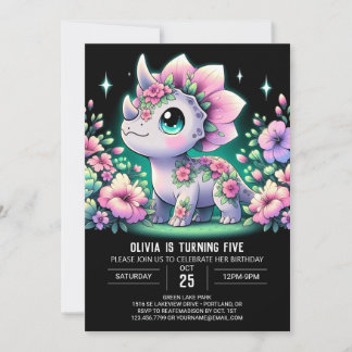 Fun Triceratops Dinosaur Digital Geburtstag Einladung