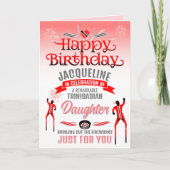 Fun TRINIDADIAN Daughter Rot und Grau Geburtstag Karte (Vorderseite)
