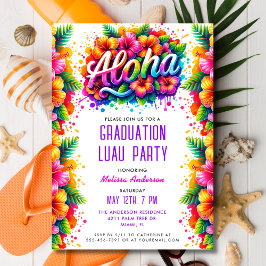 Fun Tropical Aloha Abschluss Luau Party Einladung