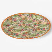 Fun Tropical Ananas Fruit Floral Blätter Muster Pappteller (Schrägansicht)