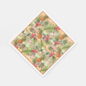 Fun Tropical Ananas Fruit Floral Blätter Muster Serviette (Ecke)