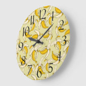 Fun Tropical Bananas Trendy Beige Frucht Muster Große Wanduhr (Winkel)