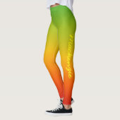 Fun Tropical Caribbean Red Yellow Green und Name Leggings (Links)