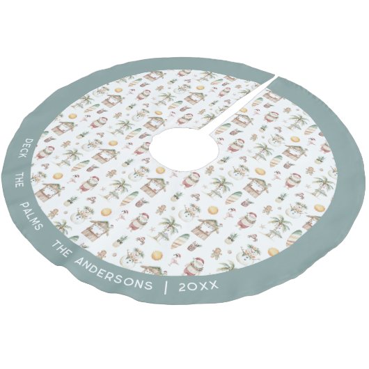 Fun Tropical Christmas Personalisiert Polyester Weihnachtsbaumdecke (Schrägansicht)