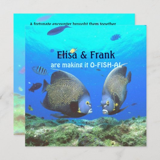 Fun Tropical Fish Liebe Hochzeit Einladung (Vorne/Hinten)