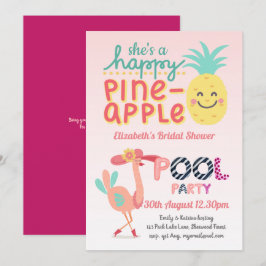Fun Tropical Flamingo Pool Party Pink Blau Moderne Einladung