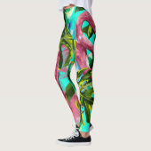 Fun Tropical Green Palm Pink Flamingos Urlaub Leggings (Links)
