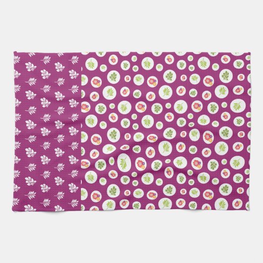 Fun Tropical Hibiskus Leaf Illustration Muster Geschirrtuch (Horizontal)