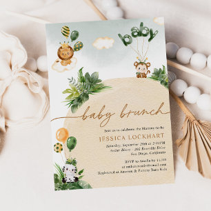 Fun Tropical Jungle Safari Baby Brunch Einladung