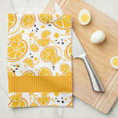 Fun Tropical Orange Gingham Pattern Geschirrtuch (Viertel Falte)