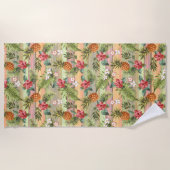 Fun Tropical Pineapse Fruit Floral Muster Strandtuch (Vorderseite)