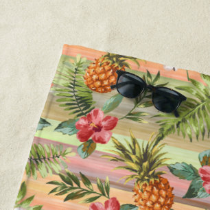 Fun Tropical Pineapse Fruit Floral Muster Strandtuch