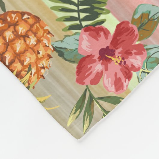 Fun Tropical Pineapse Fruit Floral Stripe Muster Fleecedecke (Ecke)