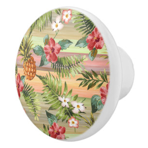 Fun Tropical Pineapse Fruit Floral Stripe Muster Keramikknauf