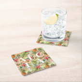 Fun Tropical Pineapse Fruit Floral Stripe Muster Rechteckiger Pappuntersetzer (Vor Ort)