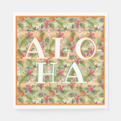 Fun Tropical Pineapse Fruit Floral Stripe Muster Serviette (Vorderseite)