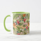 Fun Tropical Pineapse Fruit Floral Stripe Muster Tasse (Links)
