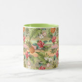 Fun Tropical Pineapse Fruit Floral Stripe Muster Tasse (Zentrum)