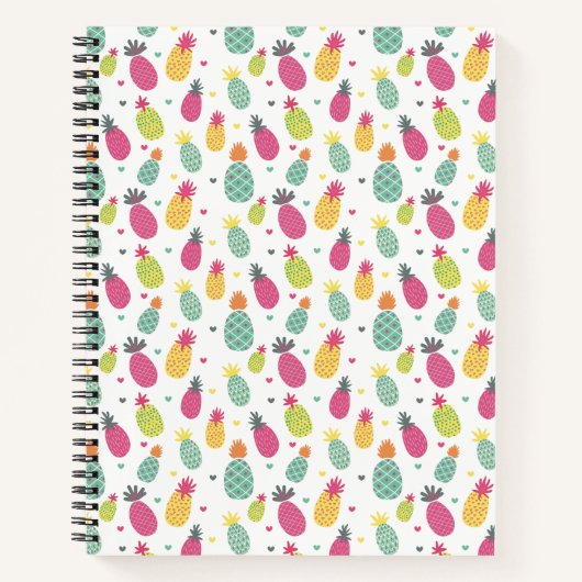 Fun Tropical Pineapse Sommerfrucht Muster Notizblock (Vorderseite)