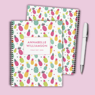 Fun Tropical Pineapse Sommerfrucht Muster Notizblock