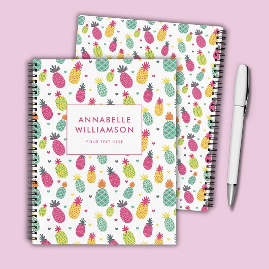 Fun Tropical Pineapse Sommerfrucht Muster Notizblock