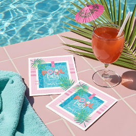 Fun Tropical Pink & Blue Tropical Pool Party Serviette