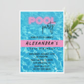 Fun Tropical Pink Pool Party 56. Einladung (Stehend Vorderseite)