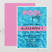 Fun Tropical Pink Pool Party 56. Einladung (Vorne/Hinten)