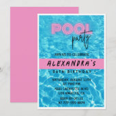 Fun Tropical Pink Pool Party 86. Einladung (Vorne/Hinten)
