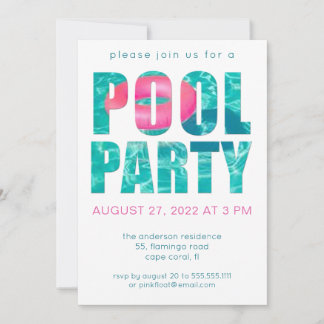 Fun Tropical Pool Party Einladung