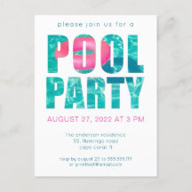Fun Tropical Pool Party Einladung