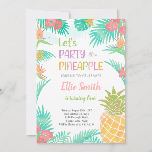 Fun Tropical Summer Party Card für Kinder oder Erw Einladung (Vorderseite)