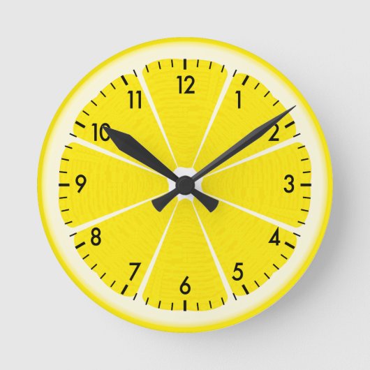 Fun Tropical Summer Sunshine Lemon Gelbe Küche Runde Wanduhr (Vorderseite)