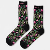 Fun Tropisch rosa Flamingos benutzerdefinierter Te Socken (Linkes Detail)