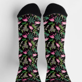 Fun Tropisch rosa Flamingos benutzerdefinierter Te Socken (Oben)