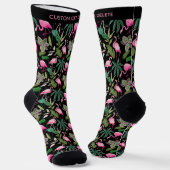 Fun Tropisch rosa Flamingos benutzerdefinierter Te Socken (Gewinkelt)