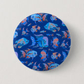 Fun tropische Fische auf blau Button (Vorderseite)