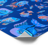 Fun tropische Fische auf blau Poster (Ecke)