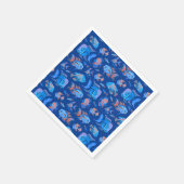 Fun tropische Fische auf blau Serviette (Ecke)