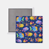 Fun tropische Fische auf dunkelblau Magnet (Vorderseite/Rückseite)