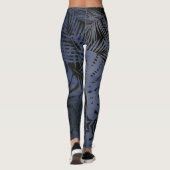 Fun tropische Marineblau Palmenblatt botanisches M Leggings (Rückseite)