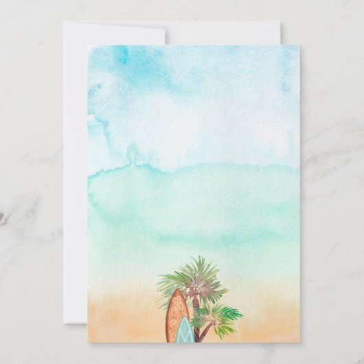 Fun Tropische Palmen Strand Baby an Bord Dusche Einladung (Rückseite)