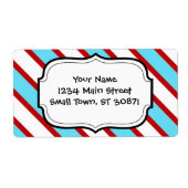 Fun Türkis Blau Rot und Weiß Diagonale Streifen (Vorne)